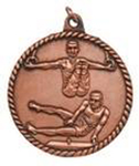 bronze male gymnastics medal in a classic High Relief style