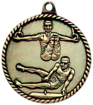 gold male gymnastics medal in a classic High Relief style