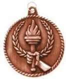 bronze victory torch medal in a classic High Relief style