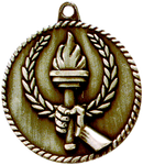 gold victory torch medal in a classic High Relief style
