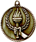 gold victory torch medal in a classic High Relief style