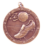 bronze soccer (futbol) medal in the Shooting Star style