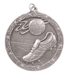 silver soccer (futbol) medal in the Shooting Star style