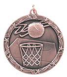 bronze basketball medal in the Shooting Star style