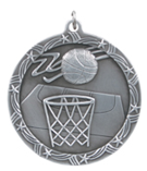 silver basketball medal in the Shooting Star style