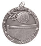 silver volleyball medal in the Shooting Star style