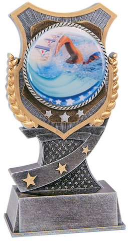 swimming trophy in the shield style