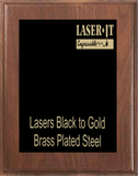 walnut wood plaque with standard black plate, engraves to gold