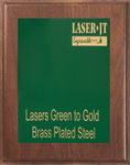walnut wood plaque with standard green plate, engraves to gold