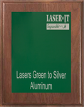 walnut wood plaque with standard green plate, engraves to silver