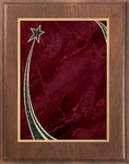 walnut wood plaque with red rising star decorative plate