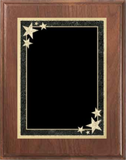 walnut wood plaque with black starburst decorative plate